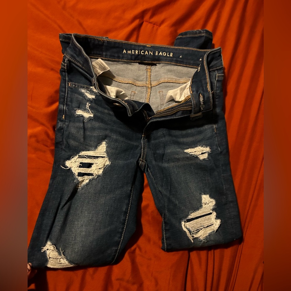 American Eagle patched jeans